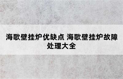 海歌壁挂炉优缺点 海歌壁挂炉故障处理大全